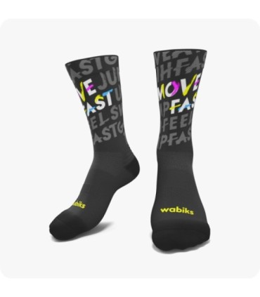 Calcetines Move Fast Negro | Wabiks - ¡Velocidad y estilo en cada paso!