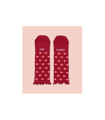 Calcetines rojos "Amor de amigas" con corazones - UO