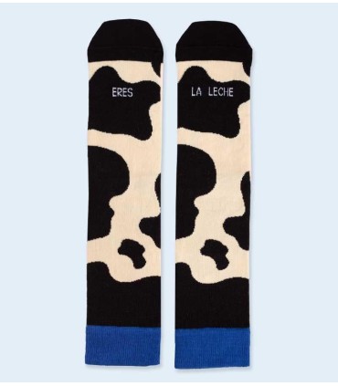 Calcetines "Eres la leche" – Diseño de vaca en negro y beige | Calcetineria.com